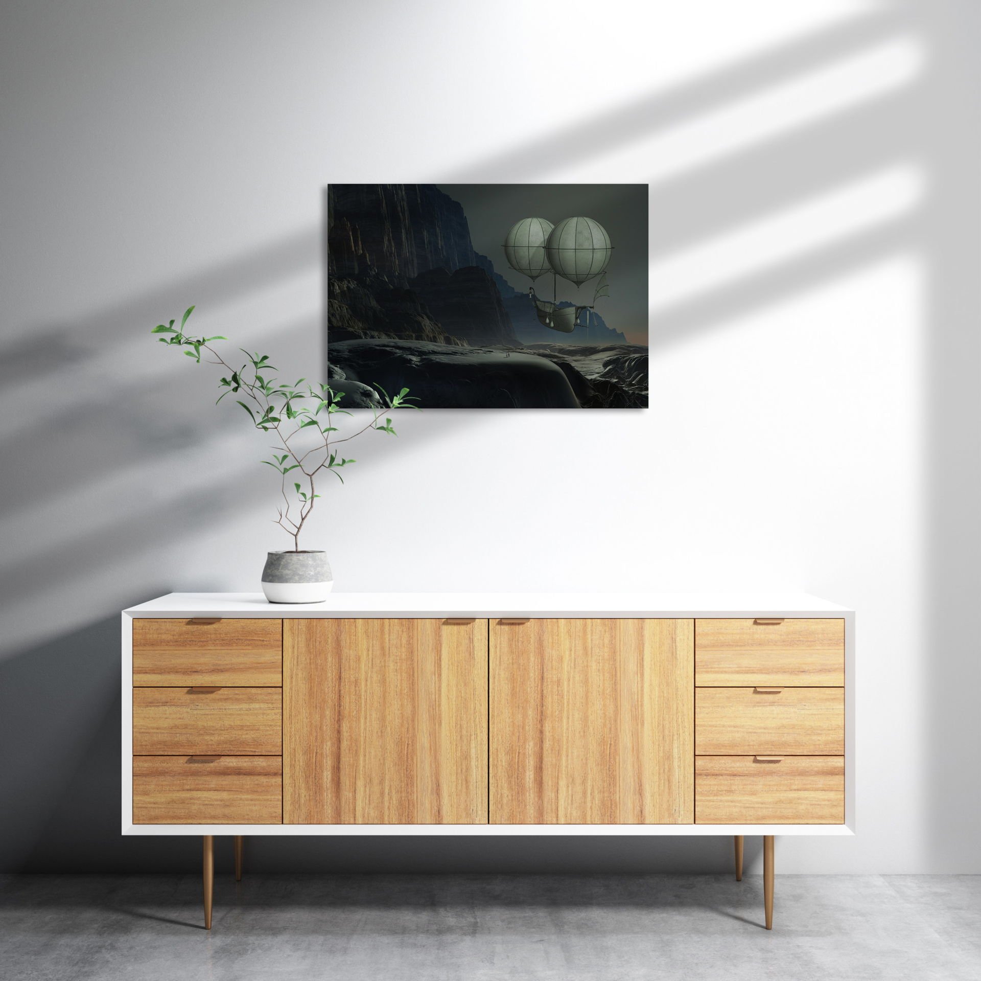 Uçan Gemi Fantastik MDF Akşap Duvar Tablo 50x70 cm