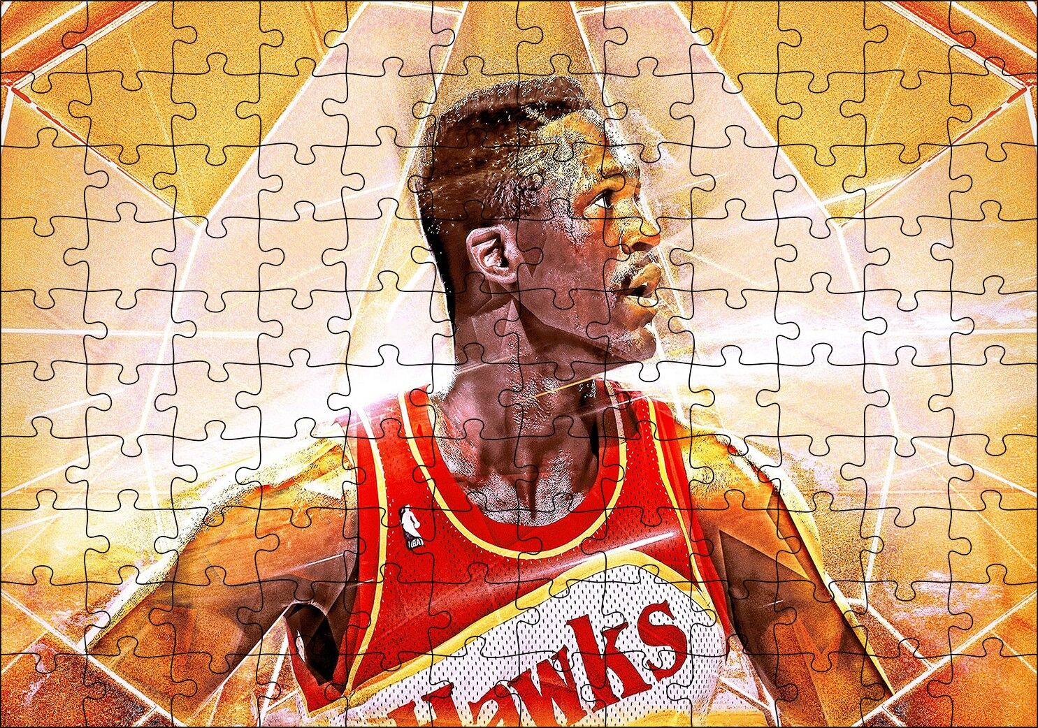 Dominique Wilkins Hawks Basketbol Puzzle Yapboz MDF Ahşap 120 Parça 24 cm X 34 cm