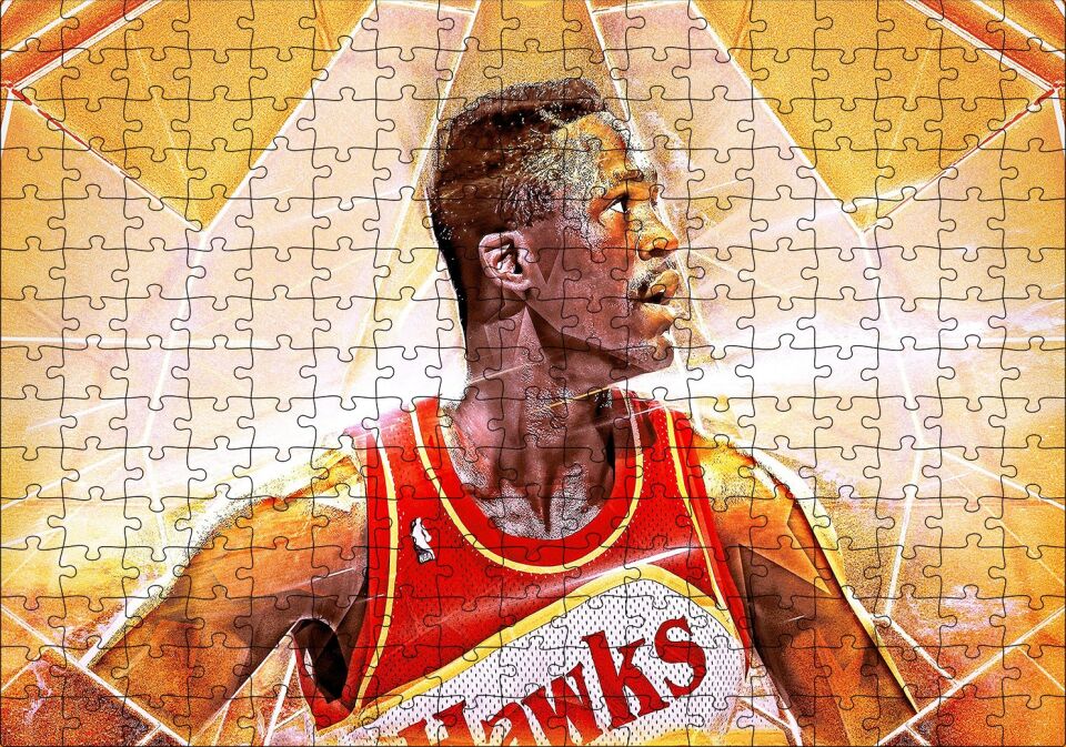 Dominique Wilkins Hawks Basketbol Puzzle Yapboz MDF Ahşap 255 Parça 34 cm X 49 cm
