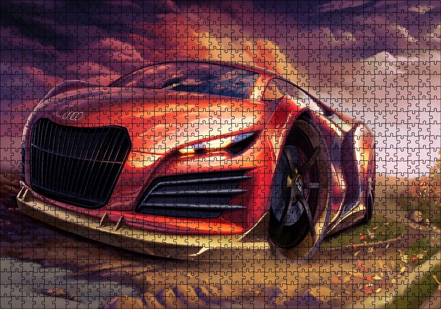 Dijital Sanat Audi R9 Görseli Puzzle Yapboz MDF Ahşap 1000 Parça 49 cm X 68 cm