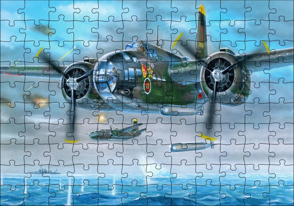 Douglas A20 Havoc Avcı Uçağı Puzzle Yapboz MDF Ahşap 120 Parça 24 cm X 34 cm