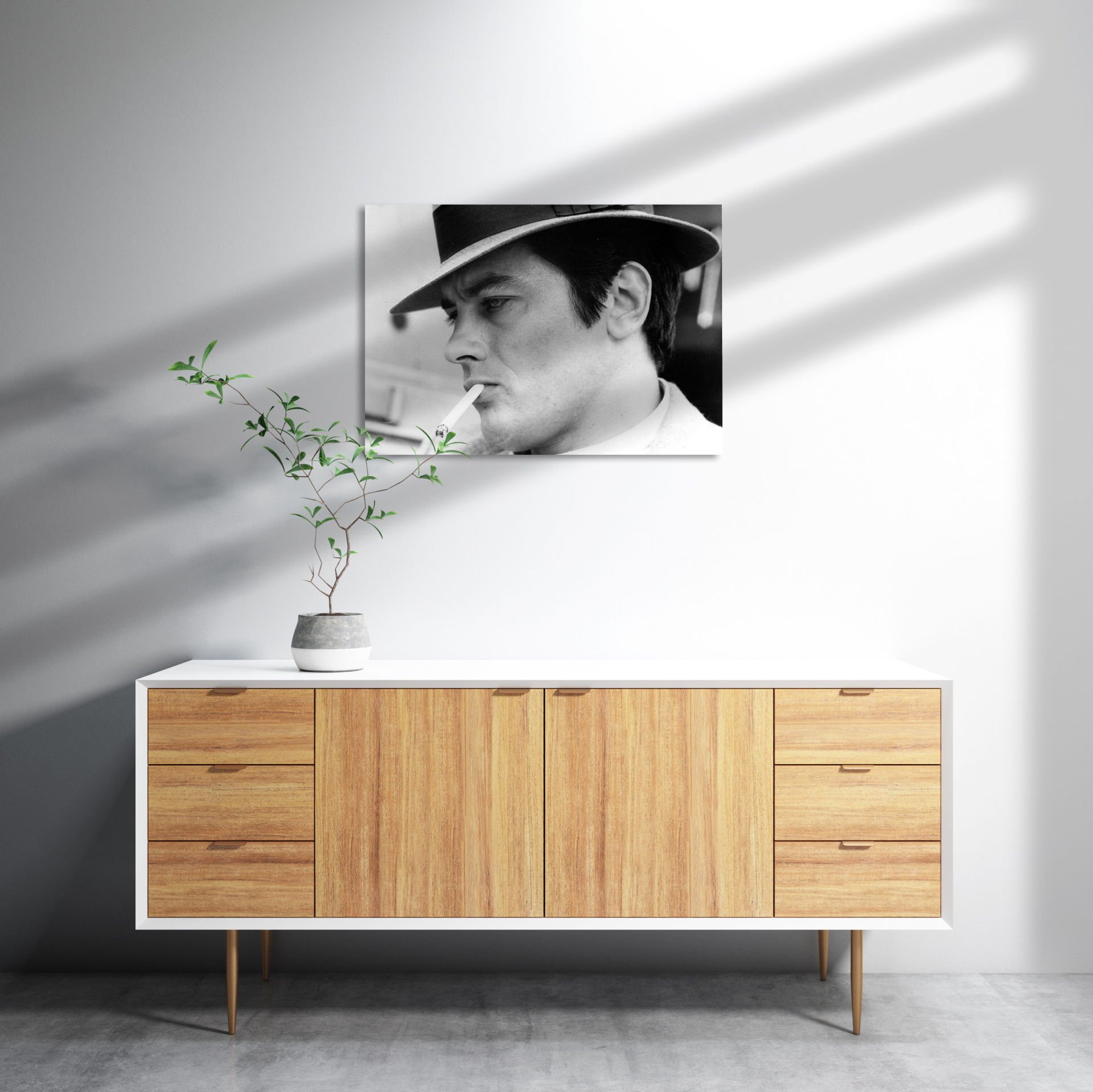 Alain Delon Şapkalı MDF Akşap Duvar Tablo 35x50 cm