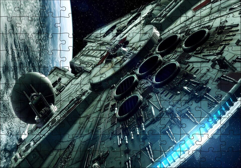 Uzay Gemisi Detay ve Dünya Puzzle Yapboz MDF Ahşap