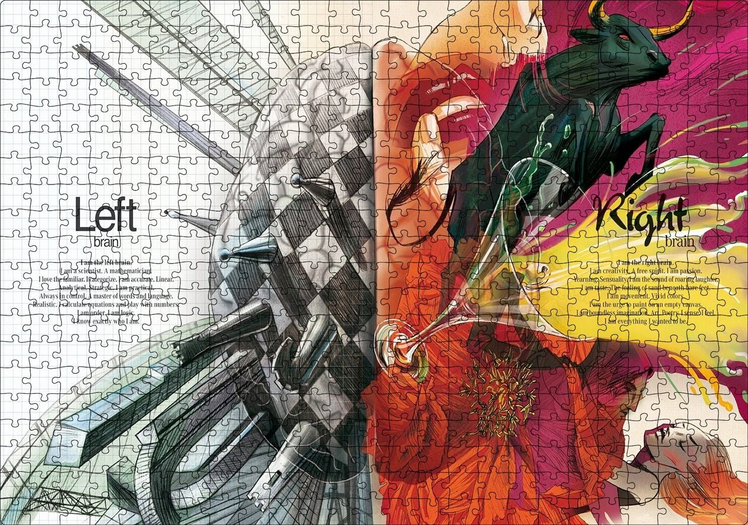 Beynin Sol ve Sağ Yanları Ne İşe Yarar Puzzle Yapboz MDF Ahşap 500 Parça 49 cm X 68 cm