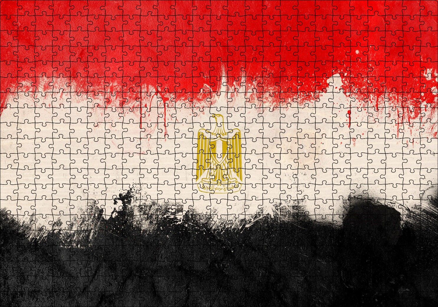 Mısır Bayrağı Yağlıboya Modifiye Versiyon Puzzle Yapboz MDF Ahşap 500 Parça 49 cm X 68 cm