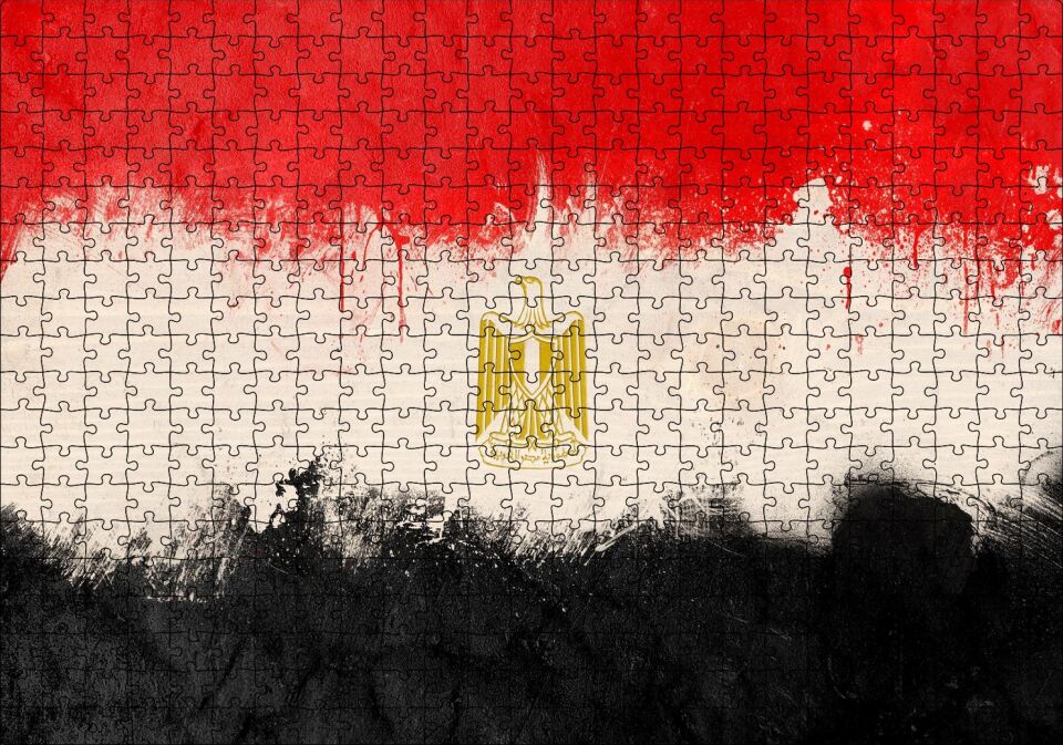 Mısır Bayrağı Yağlıboya Modifiye Versiyon Puzzle Yapboz MDF Ahşap 500 Parça 49 cm X 68 cm