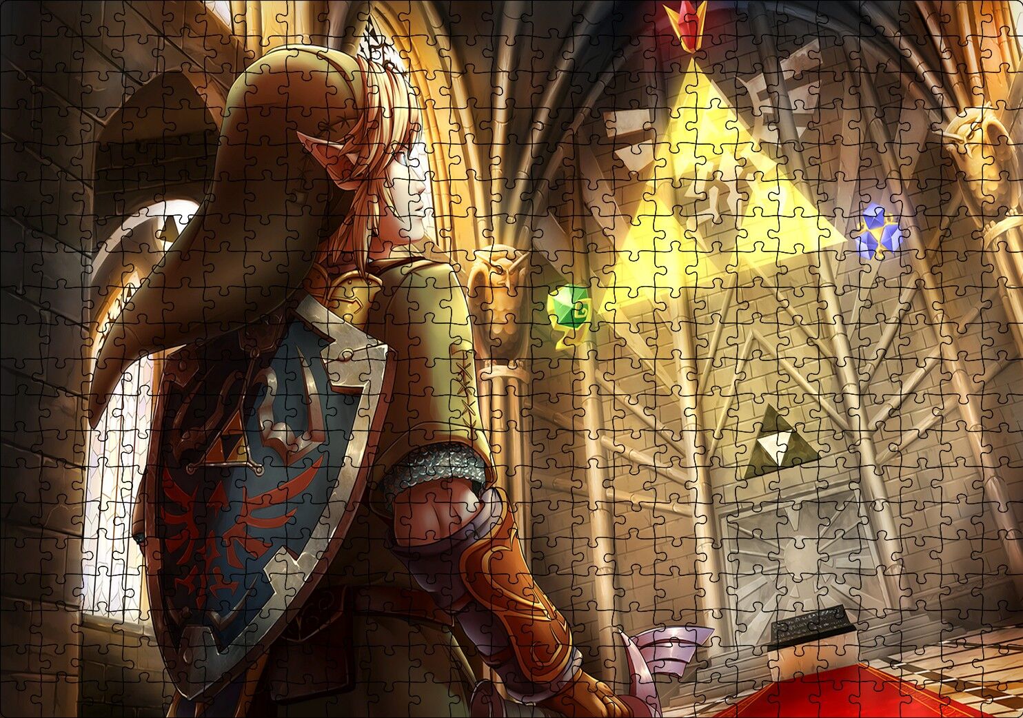 Zelda Ocarina Triforce Efsanesi Görseli Puzzle Yapboz MDF Ahşap 500 Parça 49 cm X 68 cm