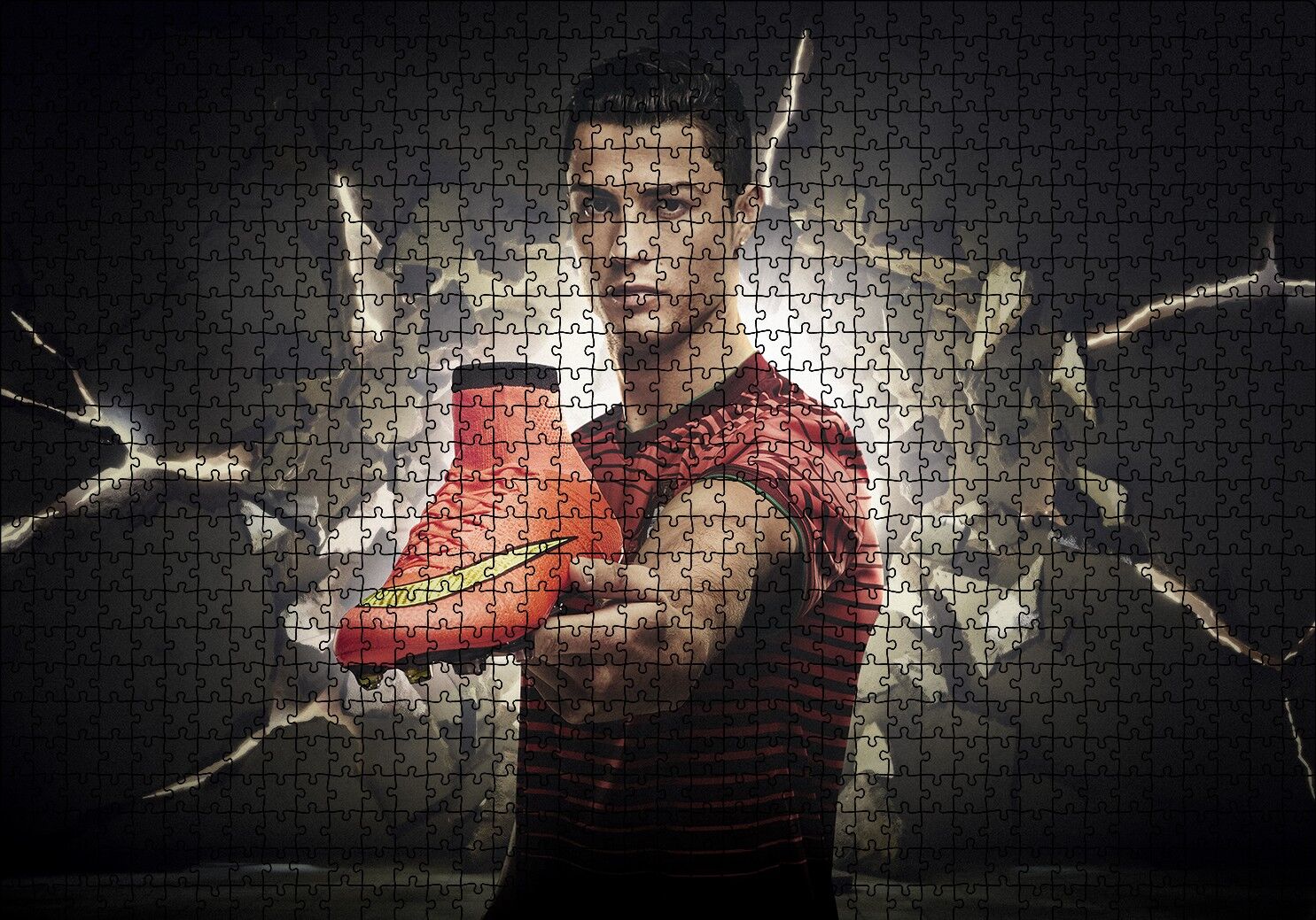 Christiano Ronaldo Nike Mercurial Superfly Krampon Puzzle Yapboz MDF Ahşap 1000 Parça 49 cm X 68 cm