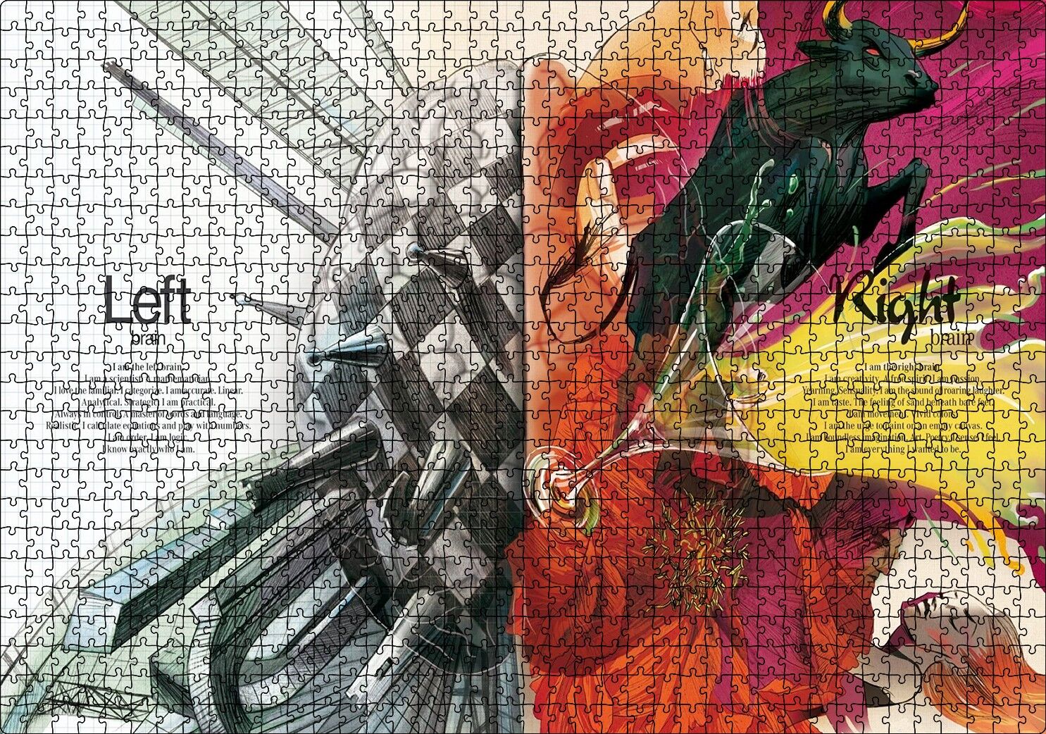 Beynin Sol ve Sağ Yanları Ne İşe Yarar Puzzle Yapboz MDF Ahşap 1000 Parça 49 cm X 68 cm