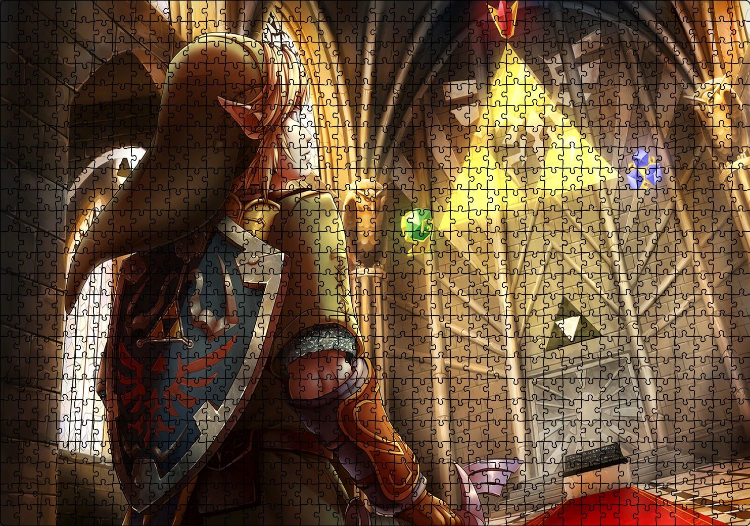 Zelda Ocarina Triforce Efsanesi Görseli Puzzle Yapboz MDF Ahşap 1000 Parça 49 cm X 68 cm