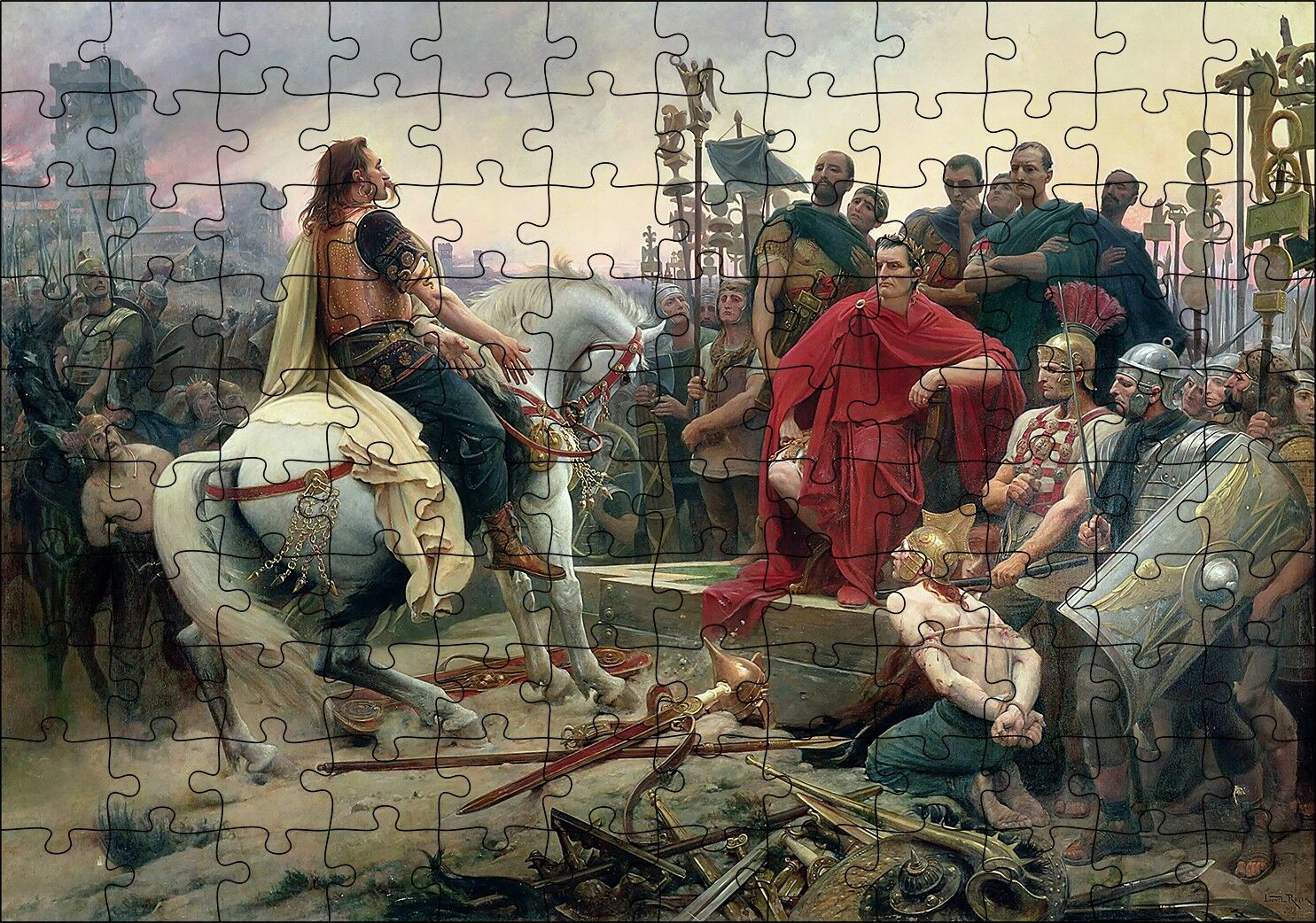 Vercingetorix Jül Sezar'a Meydan Okuyor Puzzle Yapboz MDF Ahşap
