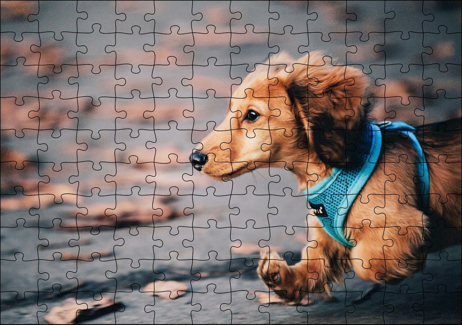 Koşan Sevimli Kahverengi Köpek Puzzle Yapboz MDF Ahşap 120 Parça 24 cm X 34 cm