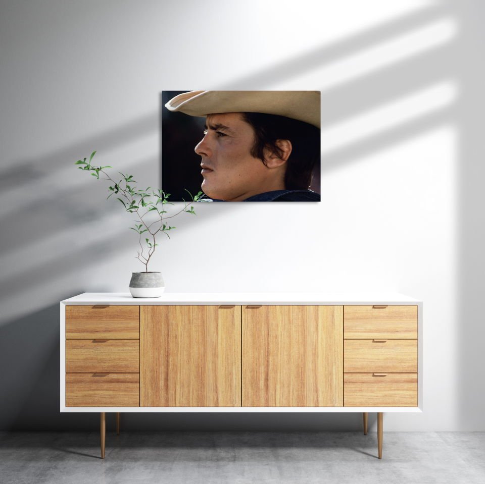 Alain Delon Uzaklara Bakan MDF Akşap Duvar Tablo 50x70 cm