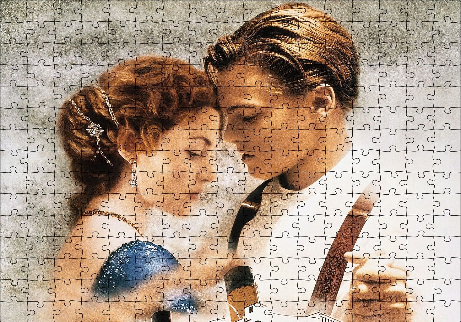Titanic Rose ve Jack Dans Ediyor Puzzle Yapboz MDF Ahşap 255 Parça 34 cm X 49 cm