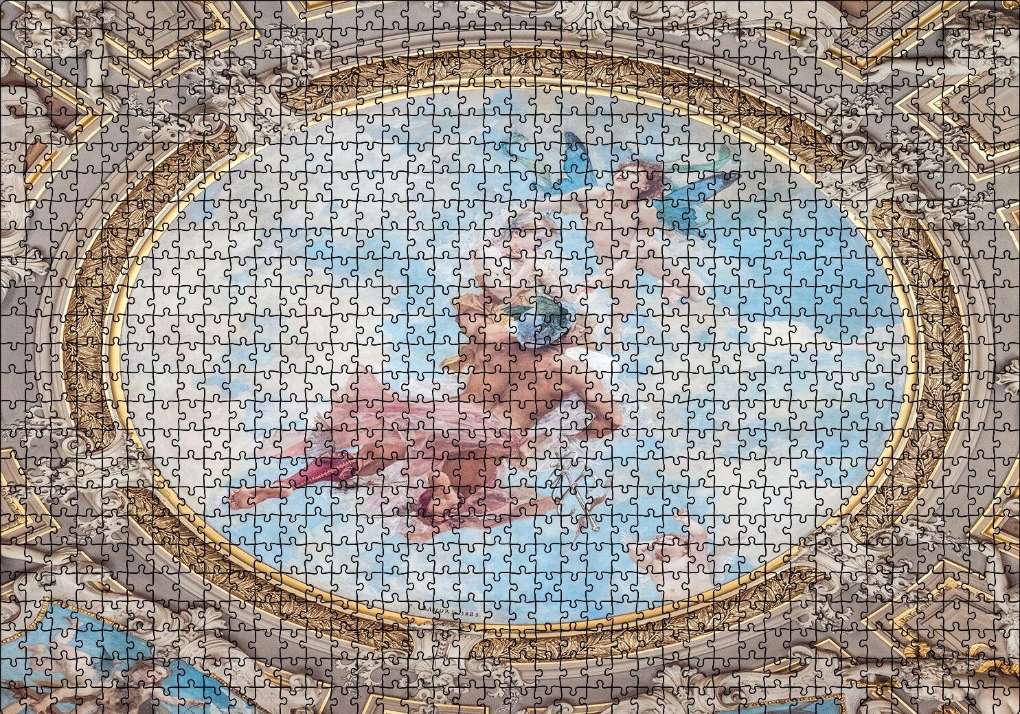 Tavan Resmi Davut ve Melekler Puzzle Yapboz MDF Ahşap 1000 Parça 49 cm X 68 cm