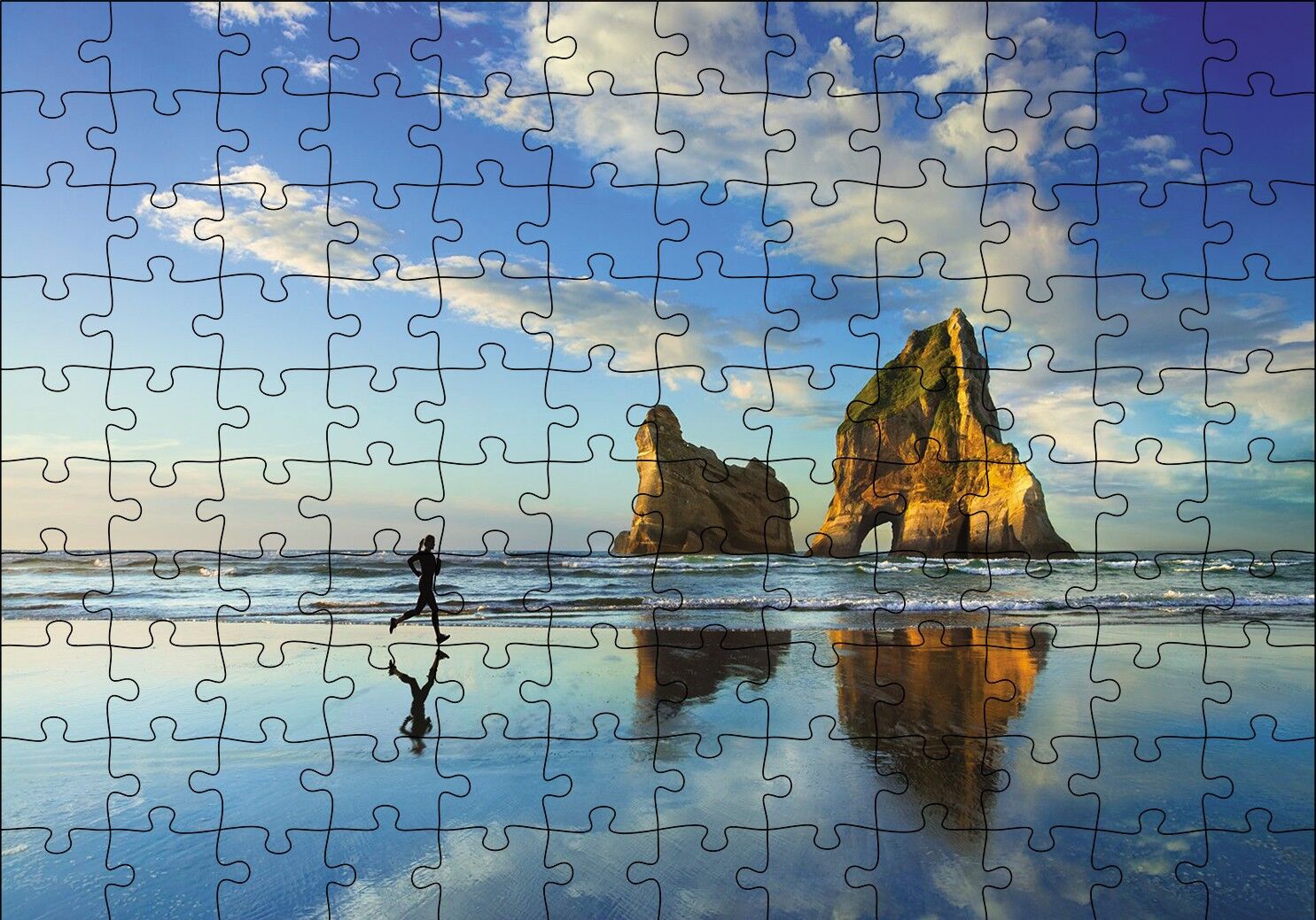 Sahilde Koşma Zamanı Puzzle Yapboz MDF Ahşap