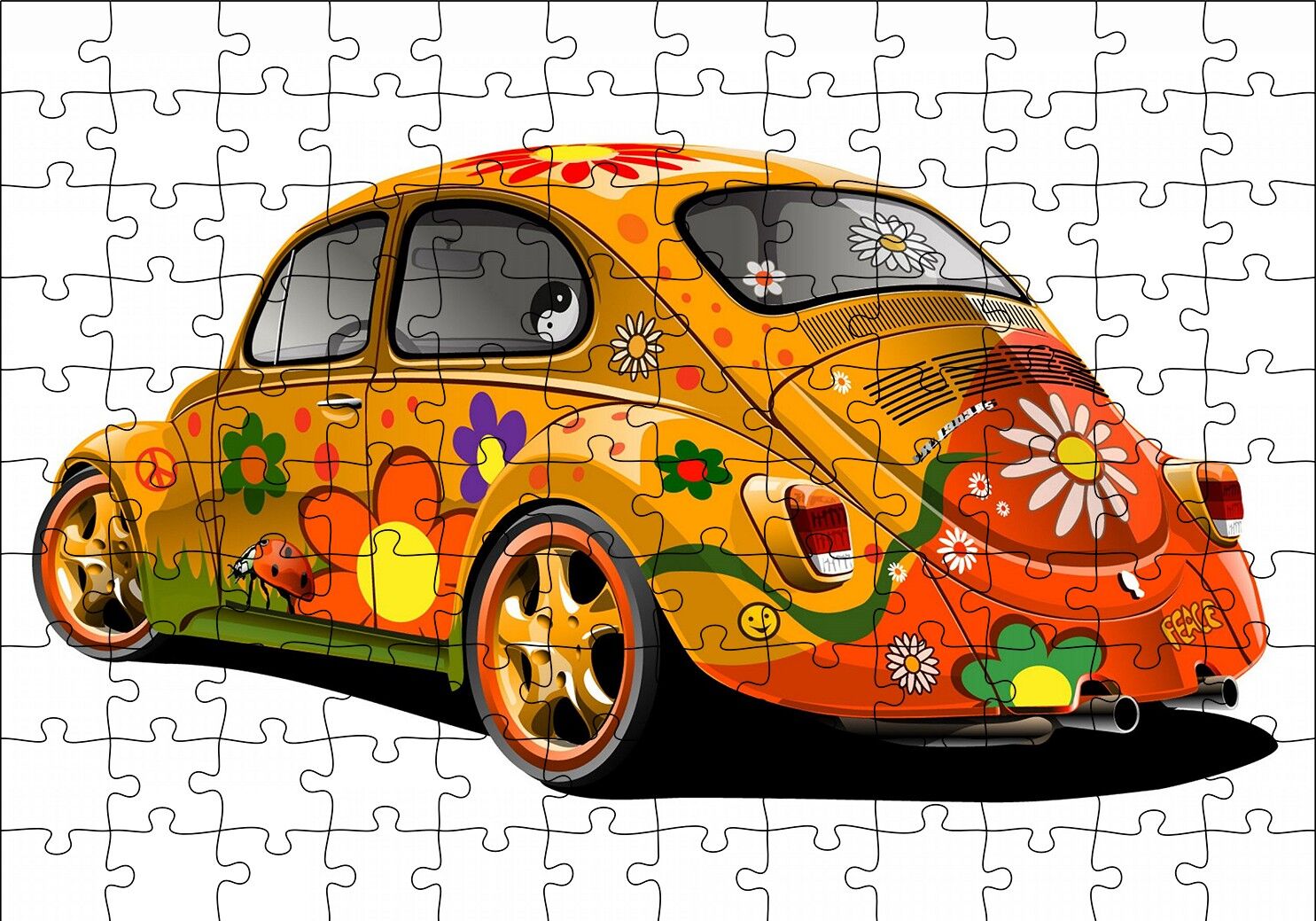 Hippi Tosbağa Puzzle Yapboz MDF Ahşap 120 Parça 24 cm X 34 cm