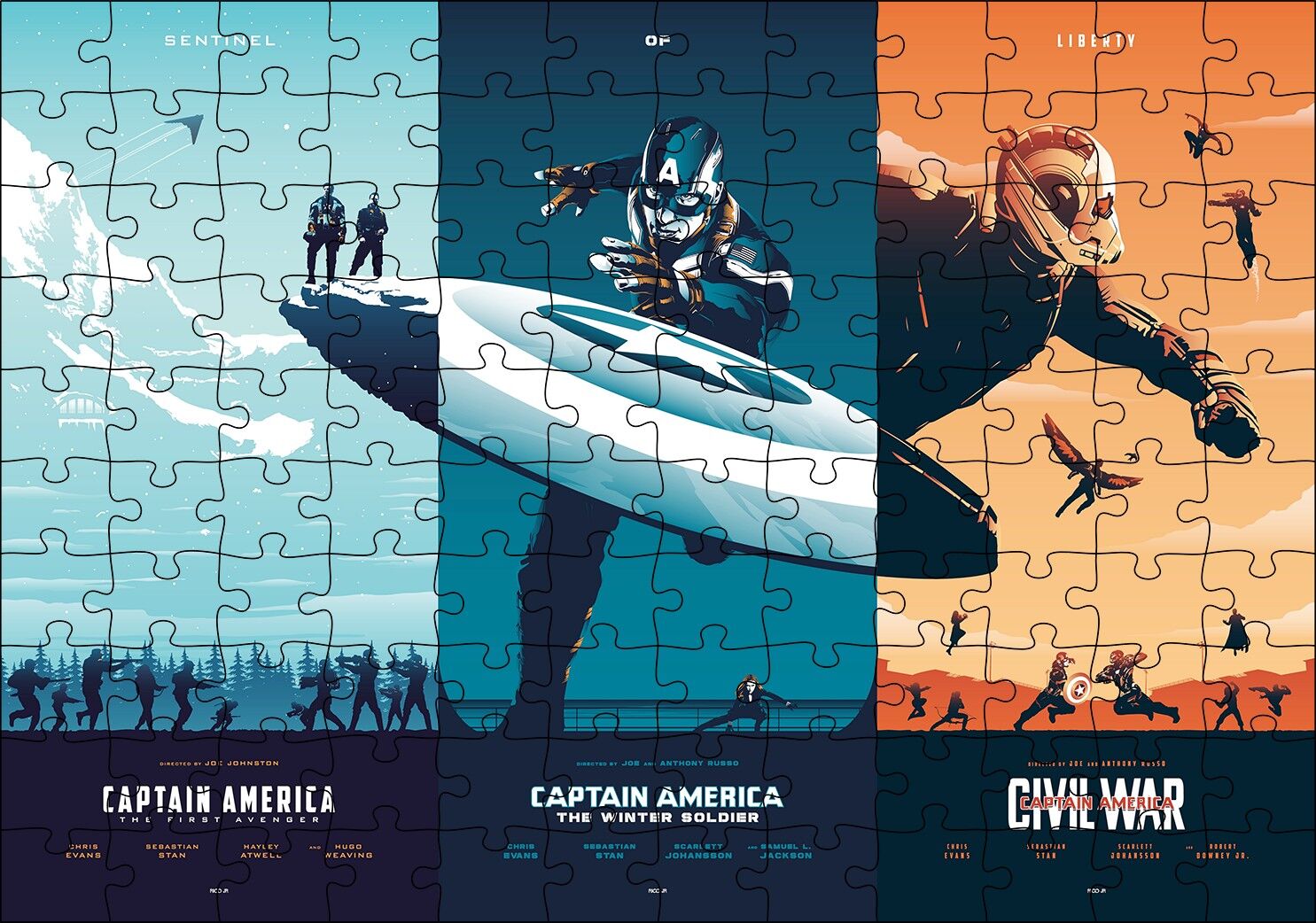 Captain America Üçlemesi Puzzle Yapboz MDF Ahşap 120 Parça 24 cm X 34 cm