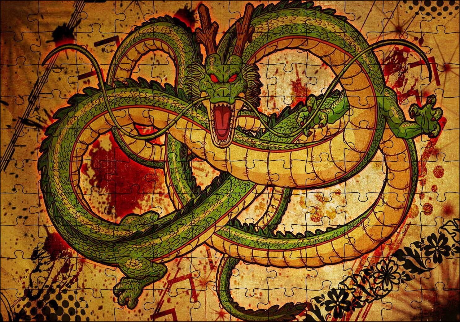 Çince Mitoloji Yılan Shenron Görseli Puzzle Yapboz MDF Ahşap