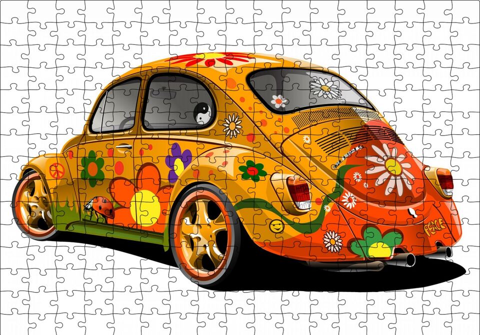 Hippi Tosbağa Puzzle Yapboz MDF Ahşap 255 Parça 34 cm X 49 cm