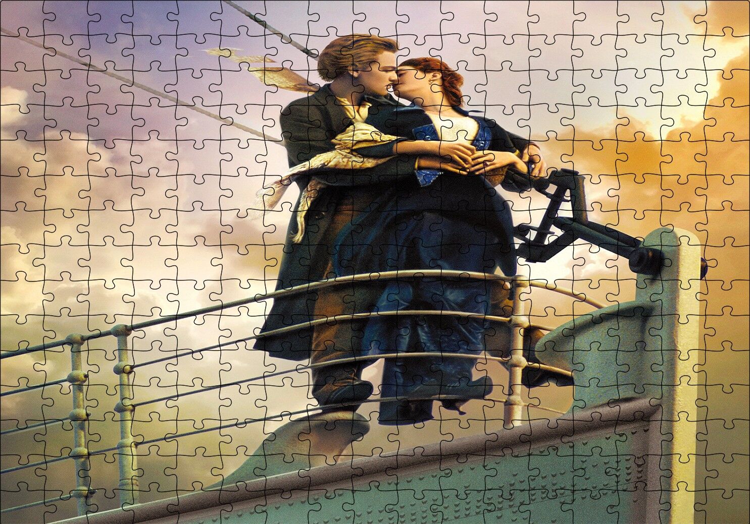 Titanic Rose ve Jack Güvertede Puzzle Yapboz MDF Ahşap 255 Parça 34 cm X 49 cm