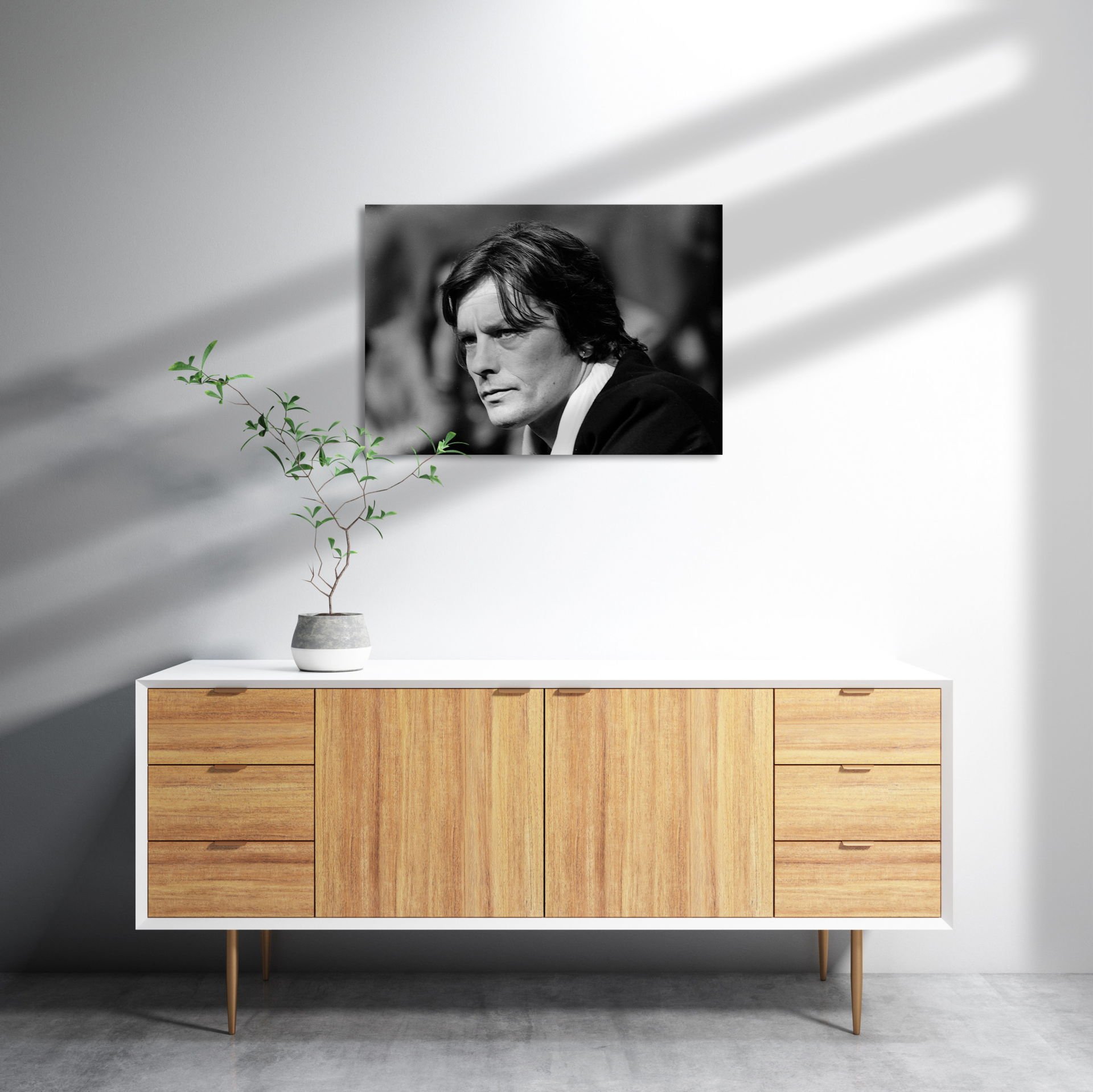 Alain Delon Siyah Beyaz MDF Akşap Duvar Tablo 35x50 cm