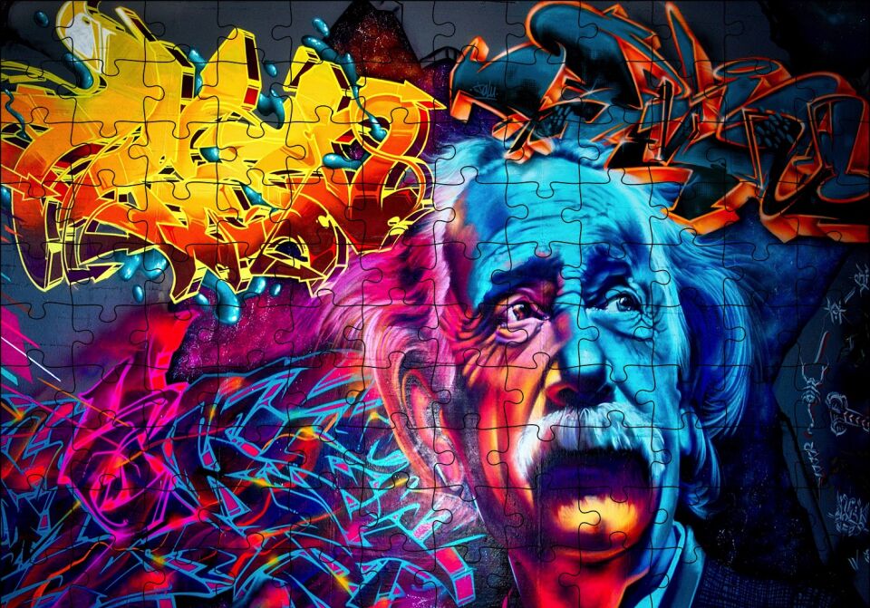 Einstein Graffiti Puzzle Yapboz MDF Ahşap