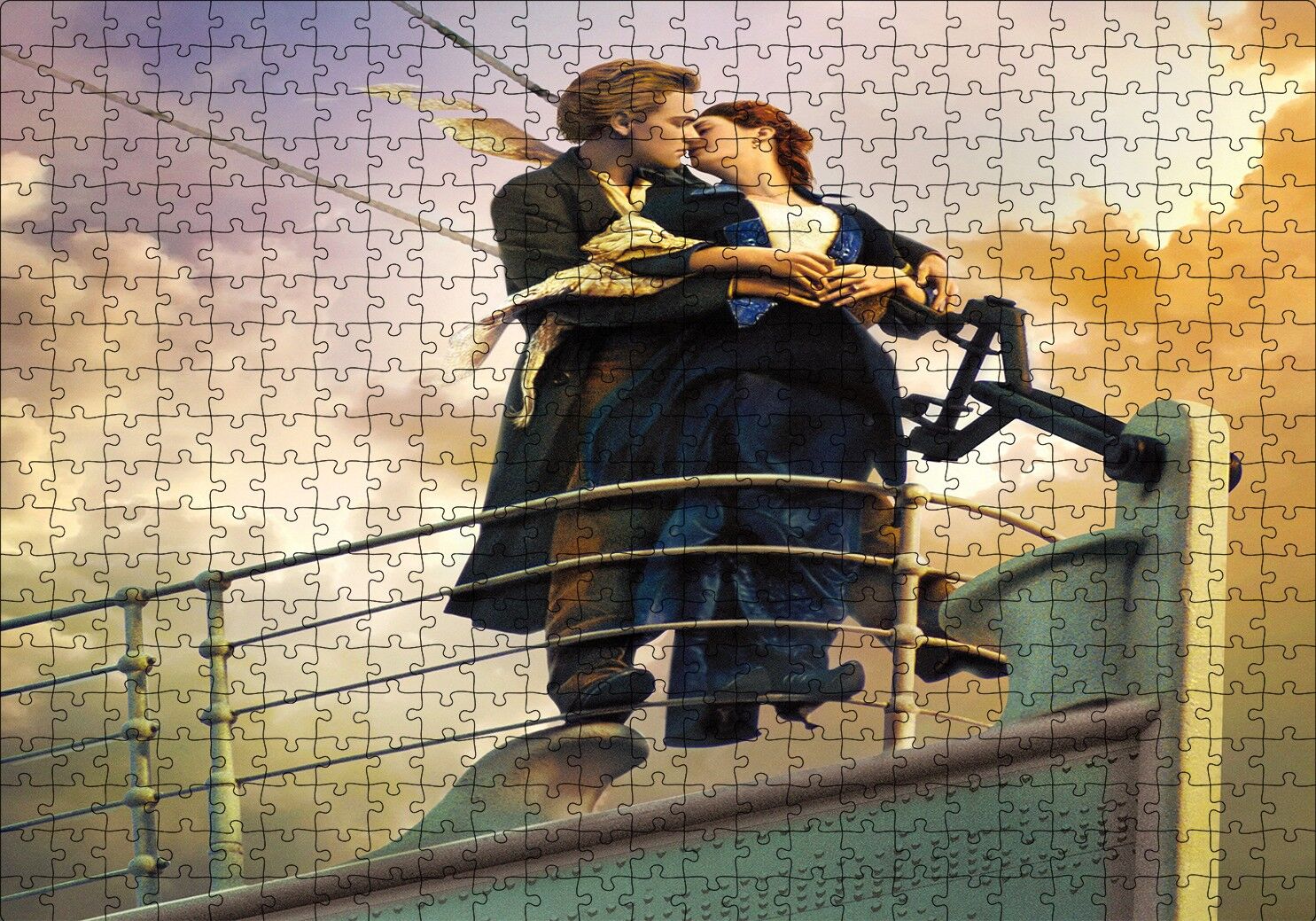 Titanic Rose ve Jack Güvertede Puzzle Yapboz MDF Ahşap 500 Parça 49 cm X 68 cm