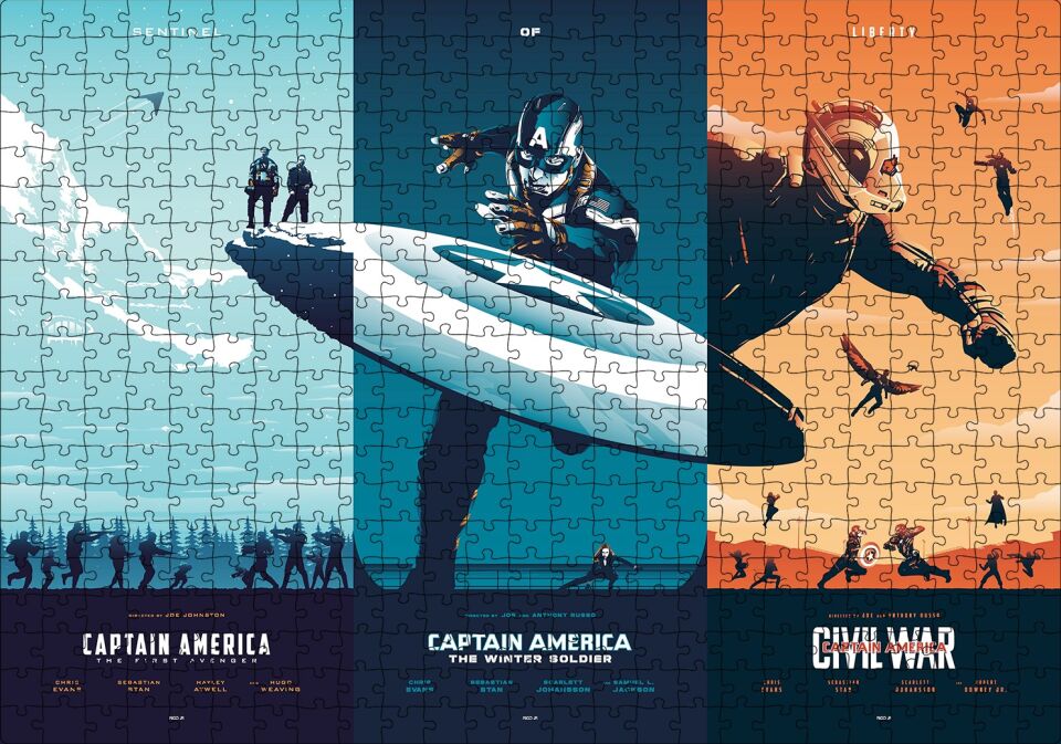 Captain America Üçlemesi Puzzle Yapboz MDF Ahşap 500 Parça 49 cm X 68 cm