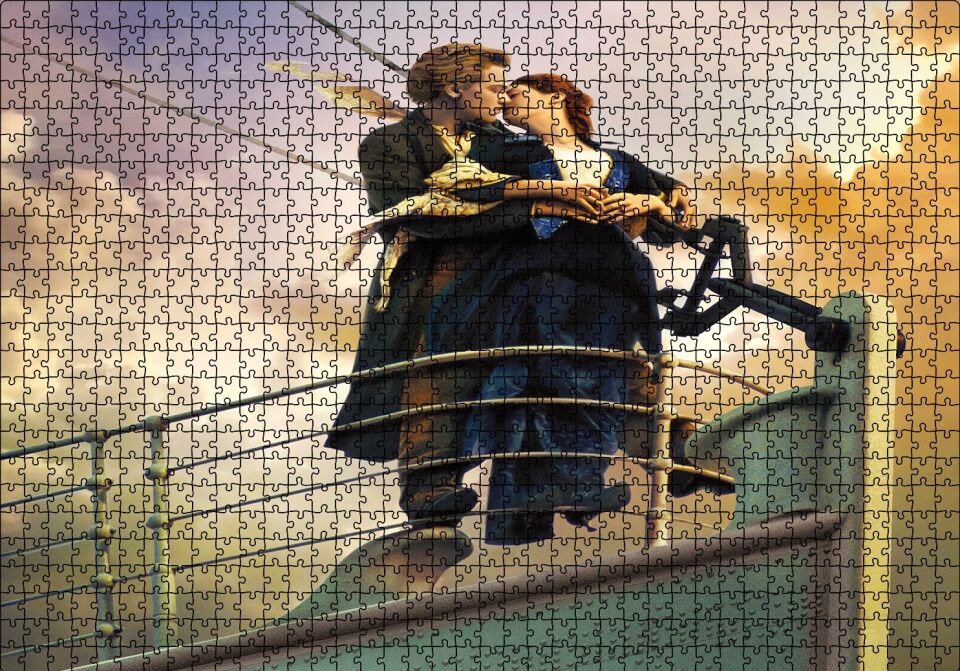 Titanic Rose ve Jack Güvertede Puzzle Yapboz MDF Ahşap 1000 Parça 49 cm X 68 cm
