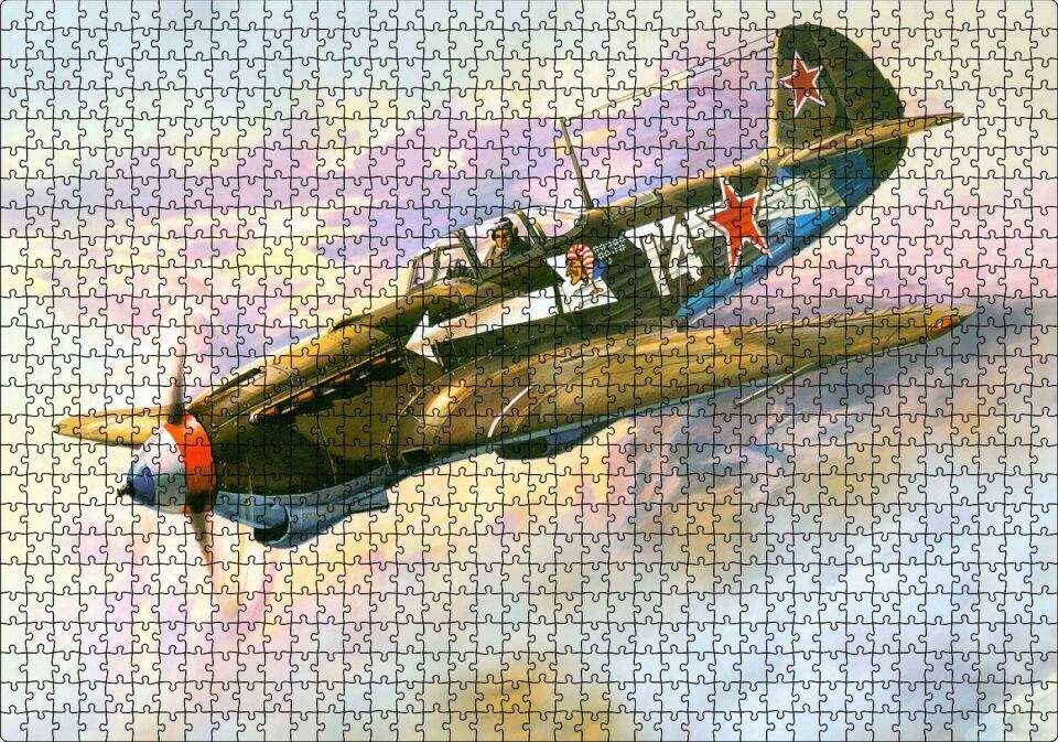 El Boyama Sanat Savaş Üçağı Puzzle Yapboz MDF Ahşap 1000 Parça 49 cm X 68 cm