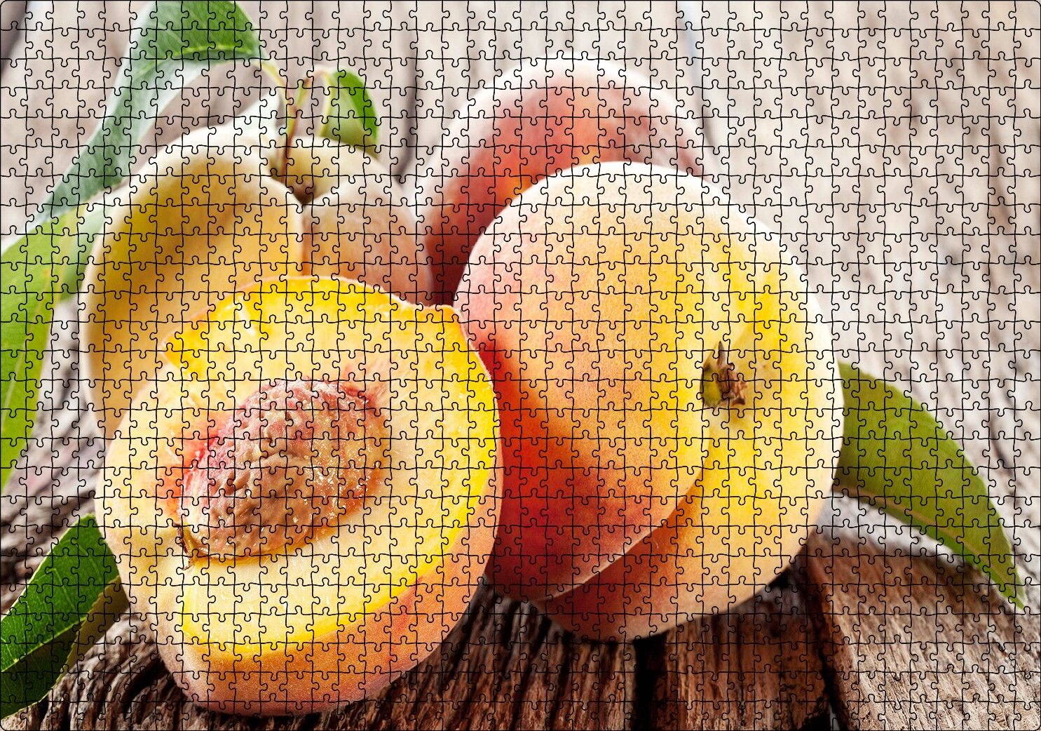 Masa Üstünde Şeftali Görseli Puzzle Yapboz MDF Ahşap 1000 Parça 49 cm X 68 cm