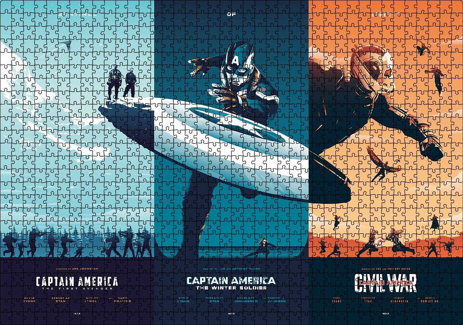 Captain America Üçlemesi Puzzle Yapboz MDF Ahşap 1000 Parça 49 cm X 68 cm