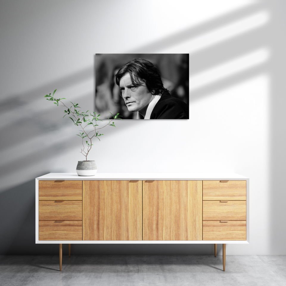 Alain Delon Siyah Beyaz MDF Akşap Duvar Tablo 50x70 cm