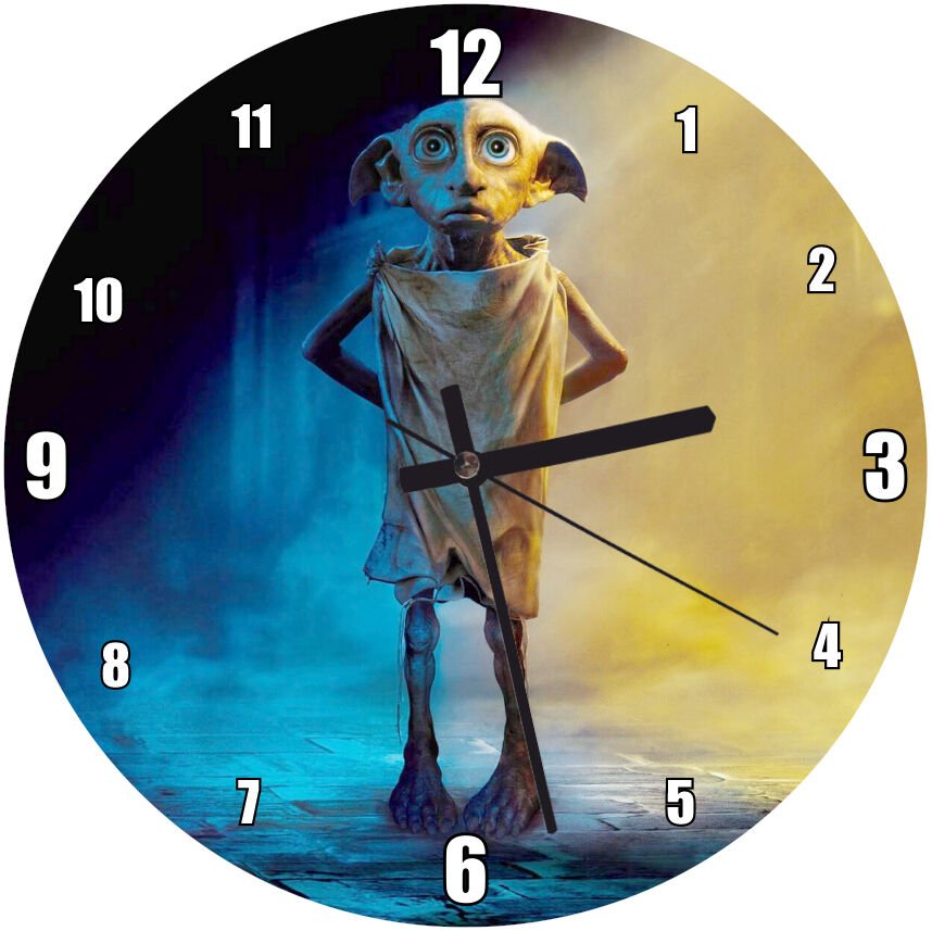 Dobby Ev Elf Harry Potter Görseli Mdf Ahşap Duvar Saati 50 cm Çap