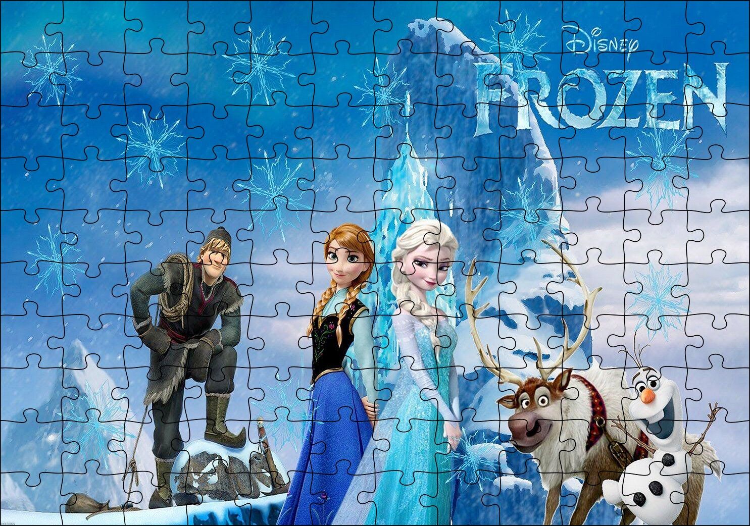 Disney Frozen Karekterleri Görseli Puzzle Yapboz MDF Ahşap 120 Parça 24 cm X 34 cm