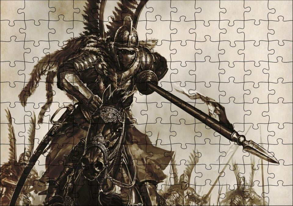 Zırh Mıztak Polonyalı Kanatlı Süvari Görseli Puzzle Yapboz MDF Ahşap 120 Parça 24 cm X 34 cm