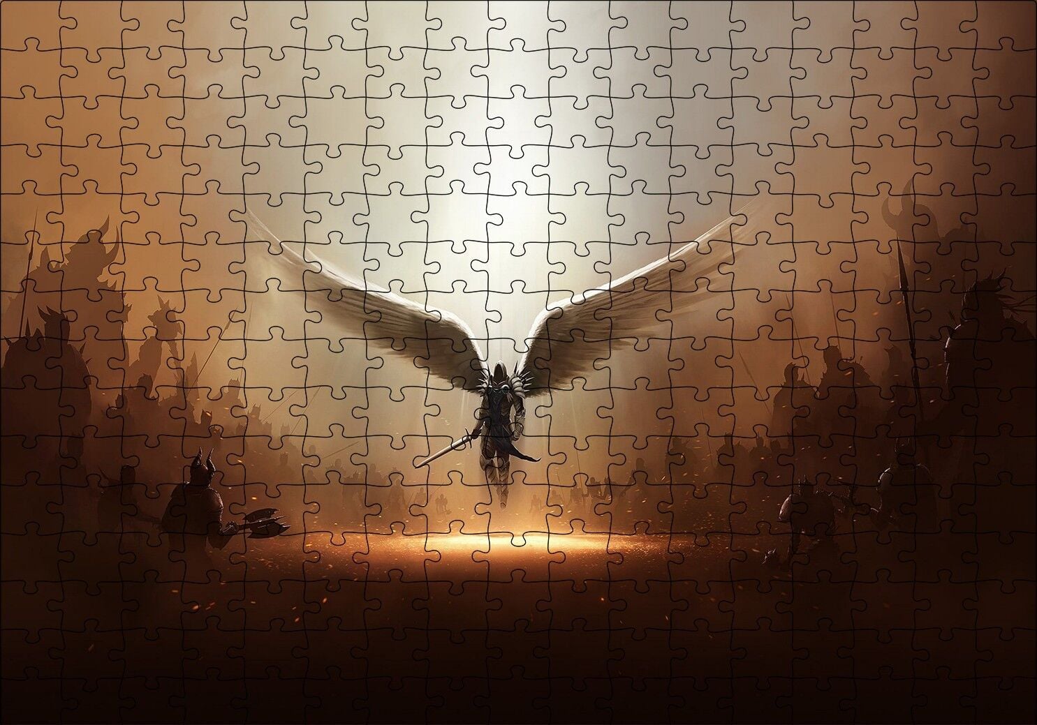Ikarus Kanatlı Şövalye ve Ordular Puzzle Yapboz MDF Ahşap 255 Parça 34 cm X 49 cm