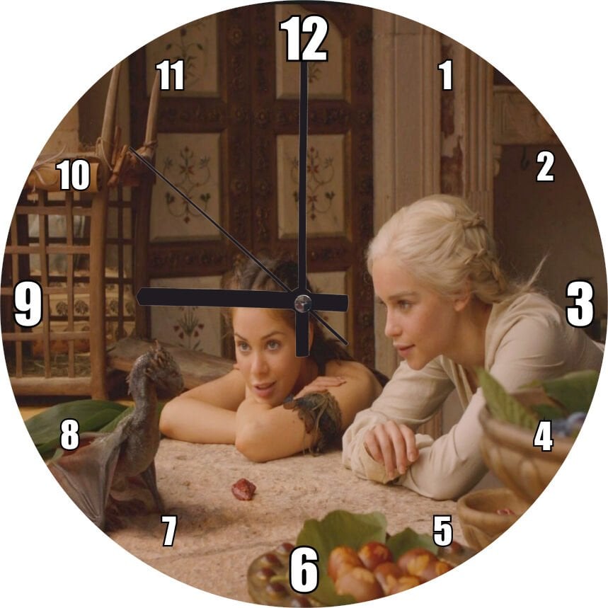 Game of Thrones Yavru Ejderhalar Mdf Ahşap Duvar Saati