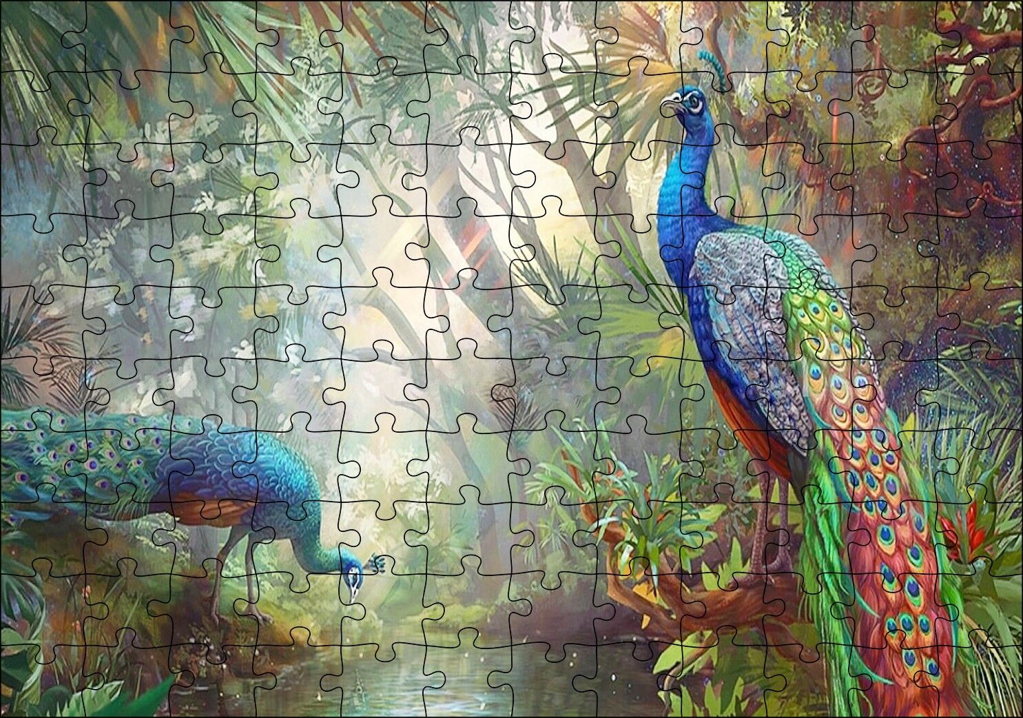 Doğada Tavus Kuşu Görseli Puzzle Yapboz MDF Ahşap