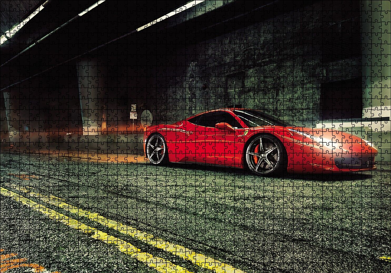 Kırmızı Ferrari Puzzle Yapboz MDF Ahşap 1000 Parça 49 cm X 68 cm