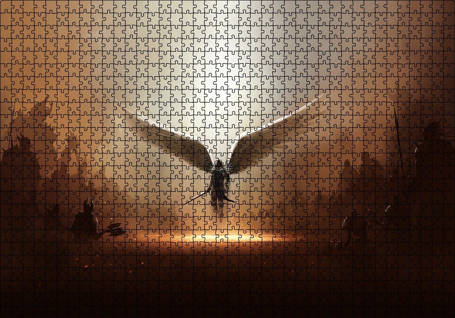 Ikarus Kanatlı Şövalye ve Ordular Puzzle Yapboz MDF Ahşap 1000 Parça 49 cm X 68 cm