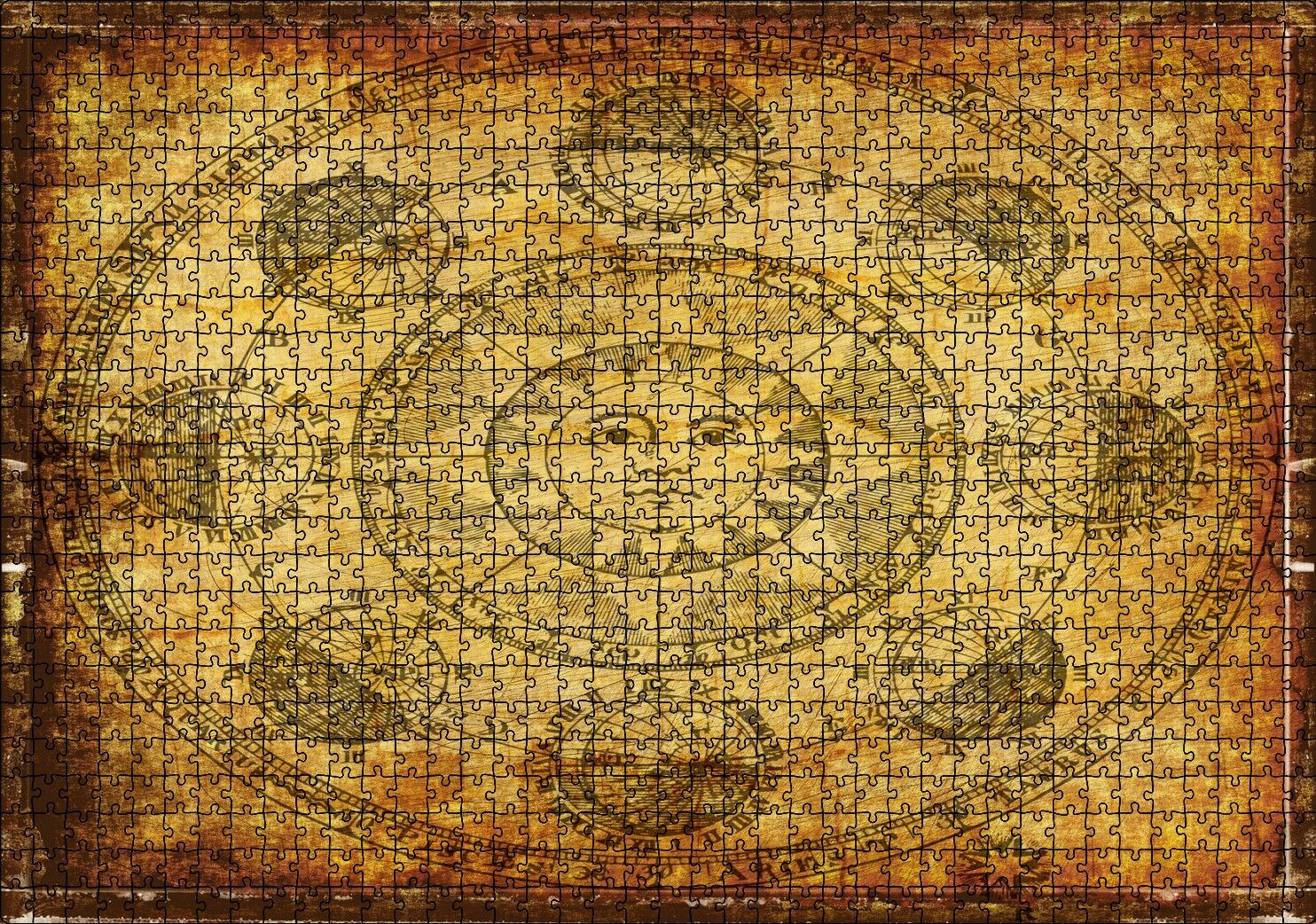 Horoscope Güneş Gezegenler Açılar Görseli Puzzle Yapboz MDF Ahşap 1000 Parça 49 cm X 68 cm