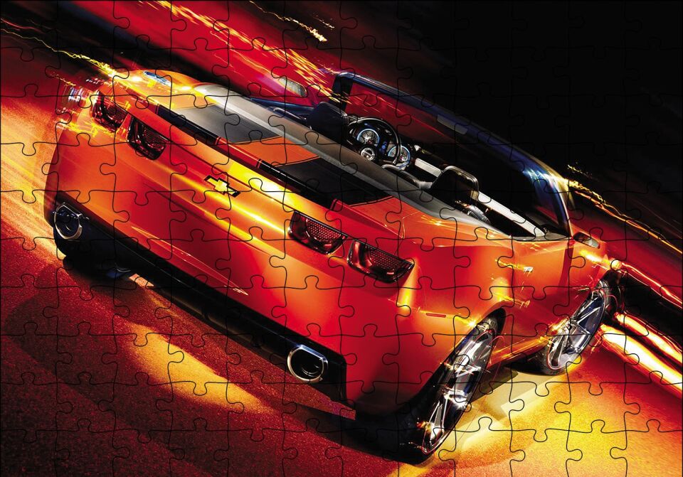 Kırmızı Spor Otomobil Puzzle Yapboz MDF Ahşap 120 Parça 24 cm X 34 cm