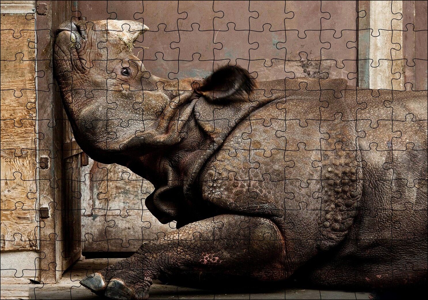 Hint Gergedanı Puzzle Yapboz MDF Ahşap 120 Parça 24 cm X 34 cm