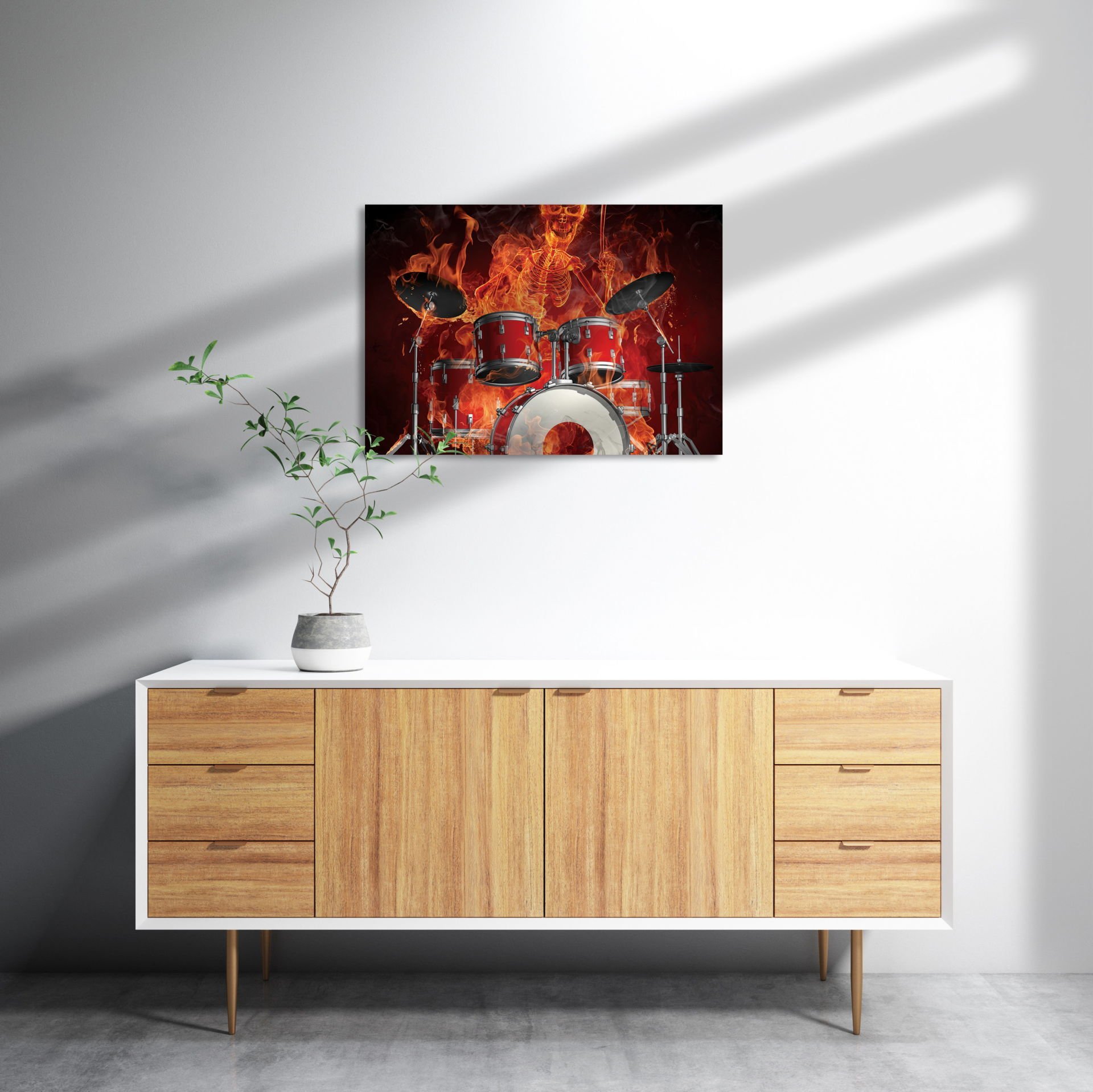 Alevli İskelet Batari MDF Akşap Duvar Tablo 50x70 cm