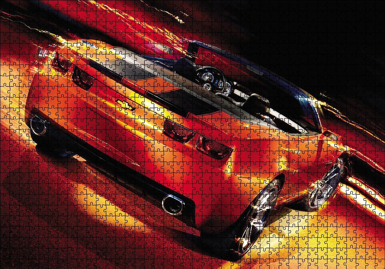 Kırmızı Spor Otomobil Puzzle Yapboz MDF Ahşap 1000 Parça 49 cm X 68 cm