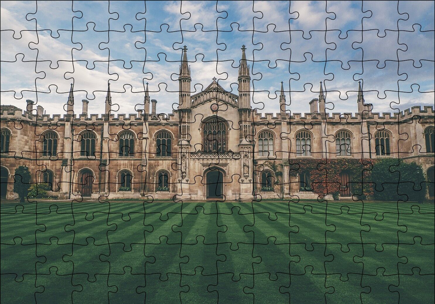 Cambridge Üniversitesi Kampüsü Puzzle Yapboz MDF Ahşap