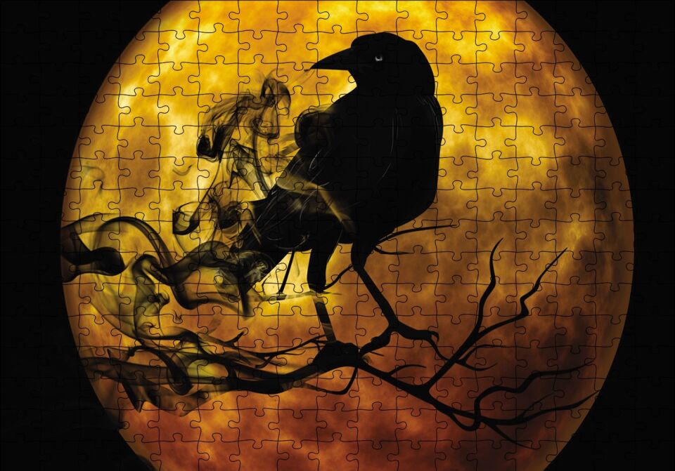 Gecedeki Ay Karga Fantastik Puzzle Yapboz MDF Ahşap 255 Parça 34 cm X 49 cm
