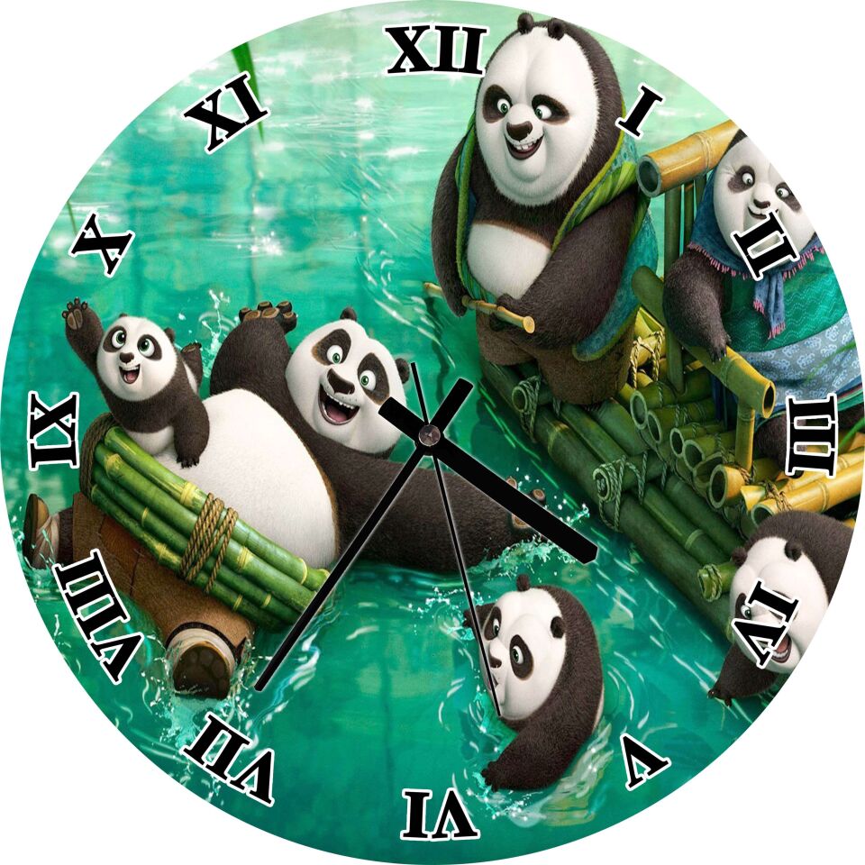 Kung Fu Panda 3 2016  Mdf Ahşap Duvar Saati 50 cm Çap